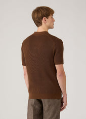 Men S Contrast Rib Polo Shirt In Bronze