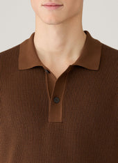 Men S Contrast Rib Polo Shirt In Bronze
