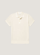 Men's Contrast Rib Polo Shirt in Ecru
