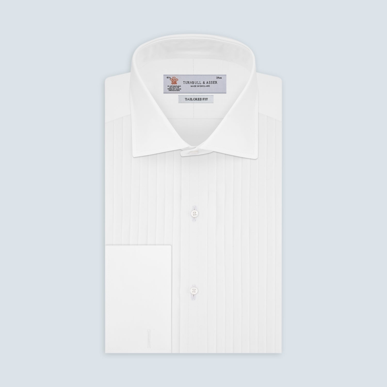 Tailored Fit Pleated Front Shirt With Kent Collar And Double Cuffs