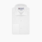 Tailored Fit Pleated Front Shirt With Kent Collar And Double Cuffs