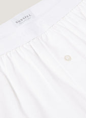 Men's Superfine Cotton One-Button Boxer Short in White