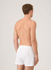 Men's Cellular Cotton One-Button Boxer Short in White