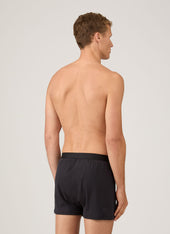 Men's Sea Island Cotton One-Button Boxer Short in Black