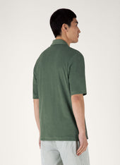 Men's Towelling Camp Collar Shirt in Dusk Green
