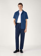 Men's Short Sleeve Textured Jersey Shirt in Soft Denim