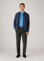 Men's Short Sleeve Linen Shirt in Cool Blue