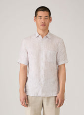Men S Short Sleeve Linen Shirt In Dark Chocolate