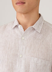 Men S Short Sleeve Linen Shirt In Dark Chocolate