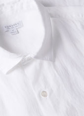 Men's Short Sleeve Linen Shirt in White