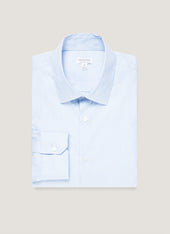 Men's Cotton Stretch Shirt in Light Blue/White
