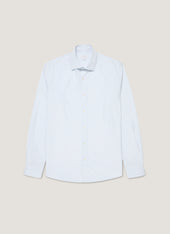 Men's Smart Poplin Shirt in White/Light Blue