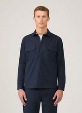 Men's Cotton Cashmere Overshirt in Navy