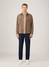 Men's Cotton Cashmere Overshirt in Dark Stone