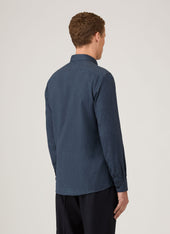 Men's Button Down Flannel Shirt in Selvedge Blue Melange