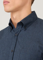 Men's Button Down Flannel Shirt in Selvedge Blue Melange