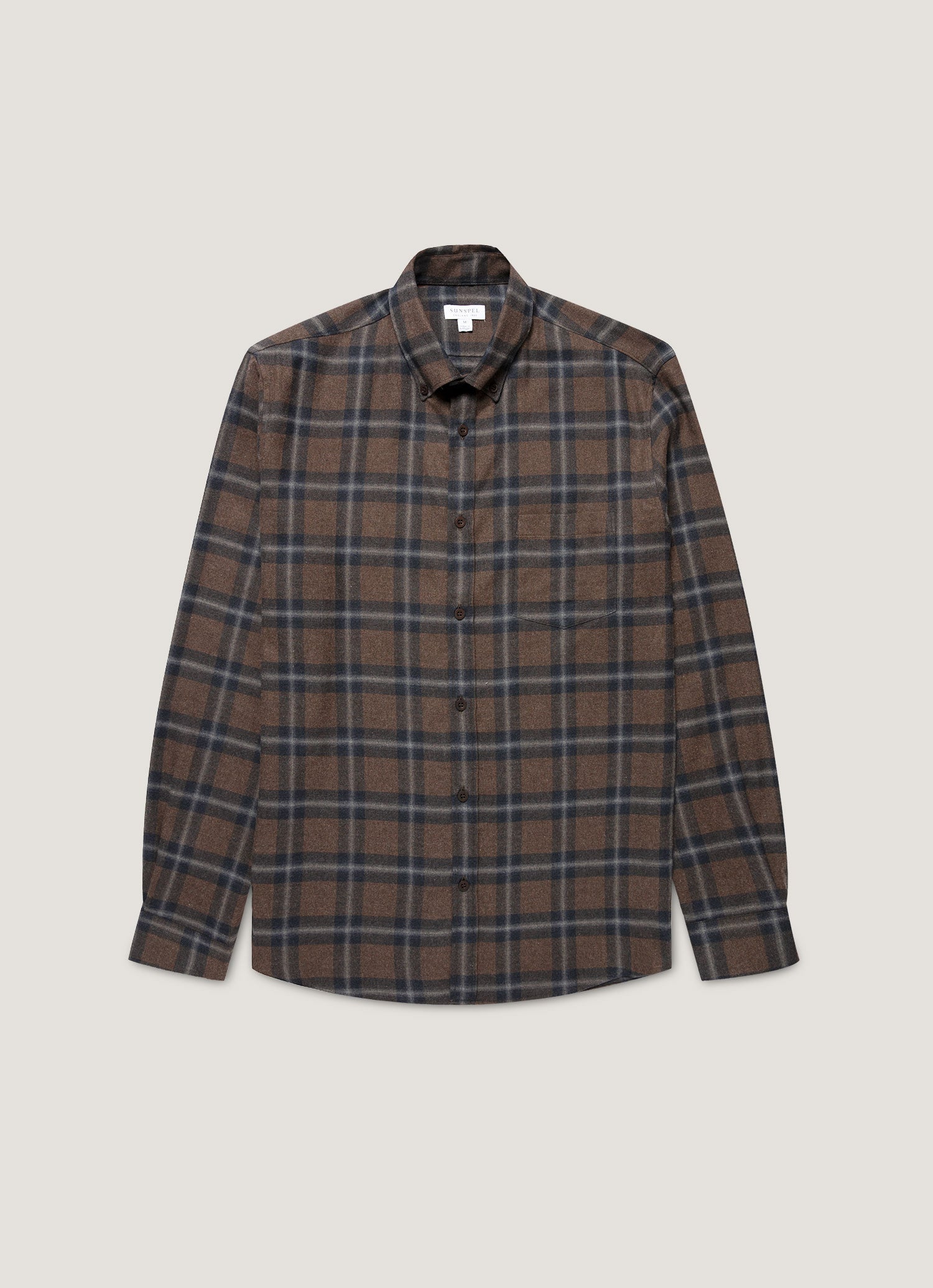 Men S Button Down Flannel Shirt In Bark Check