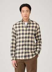 Men's Button Down Flannel Shirt in Truffle Check