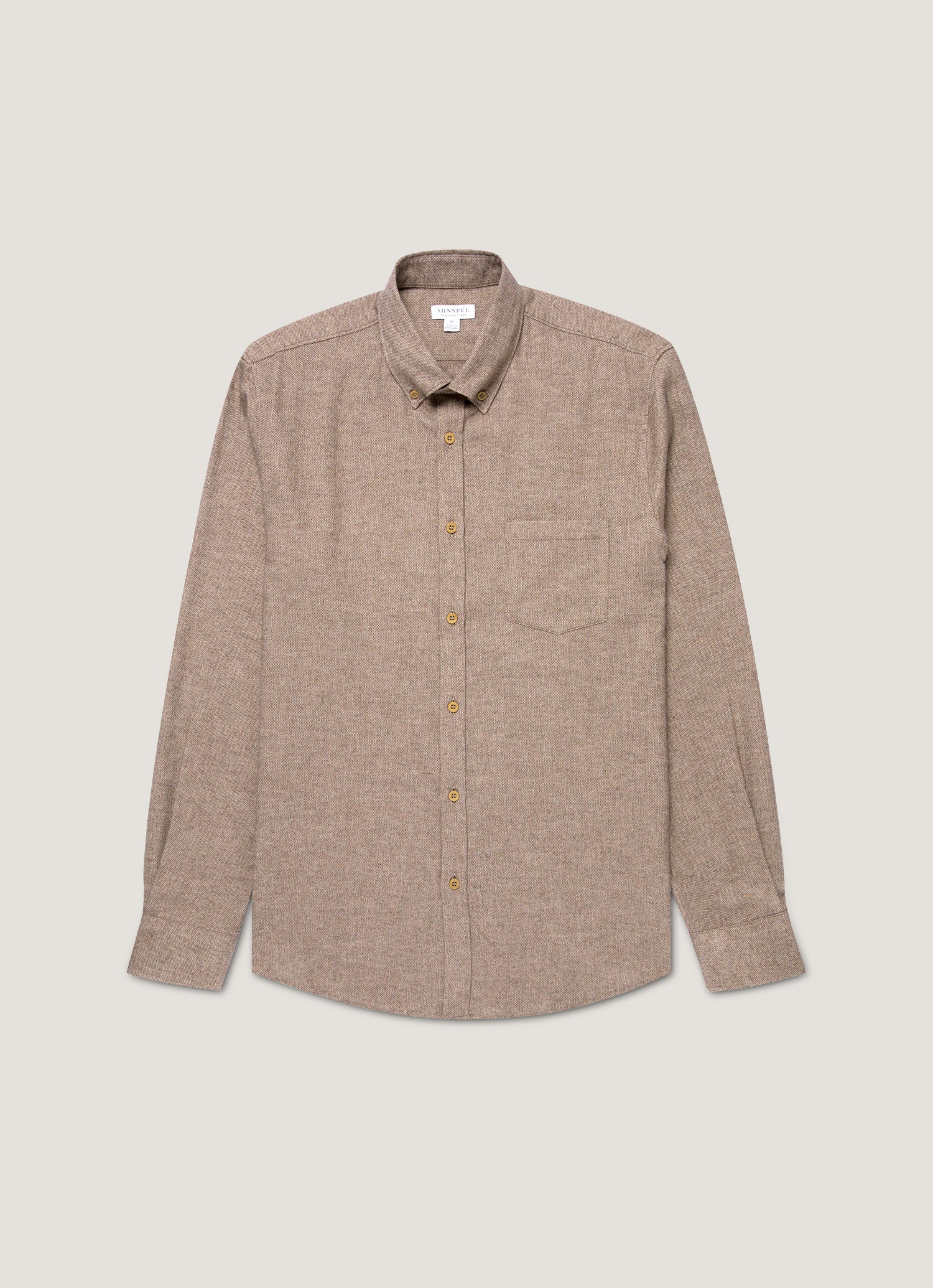 Men S Brushed Cotton Shirt In Light Brown Melange