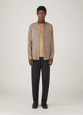 Men's Brushed Cotton Shirt in Light Brown Melange