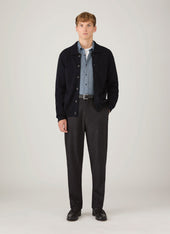 Men's Brushed Cotton Shirt in Light Blue Melange