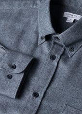Men's Brushed Cotton Shirt in Light Blue Melange