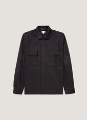 Men's Wool Cashmere Flannel Overshirt in Charcoal Melange