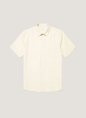 Men's Short Sleeve Cotton Linen Shirt in Ecru