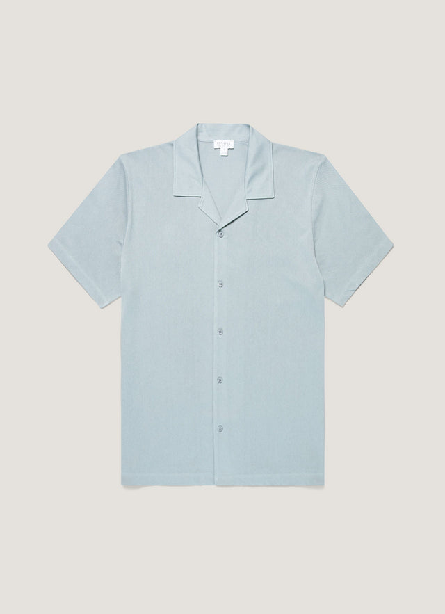 Men's Riviera Camp Collar Shirt in Stone Blue