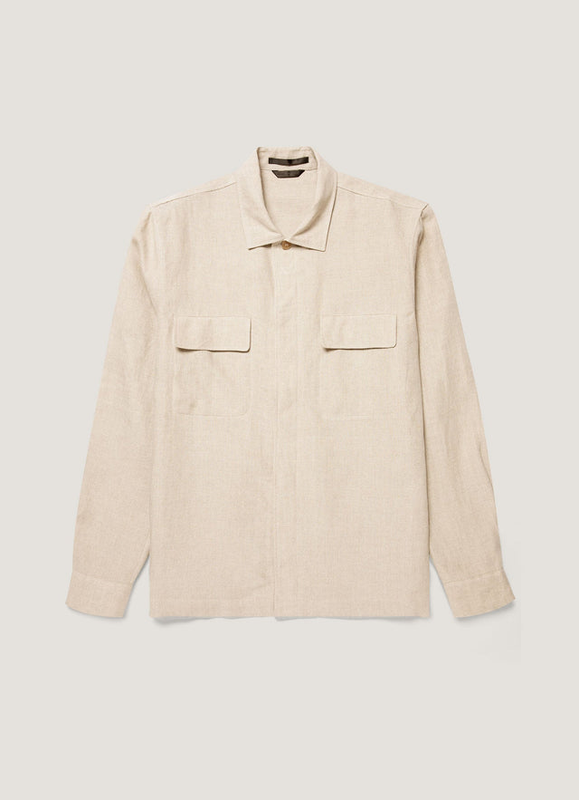 Men's Linen Overshirt in Sand