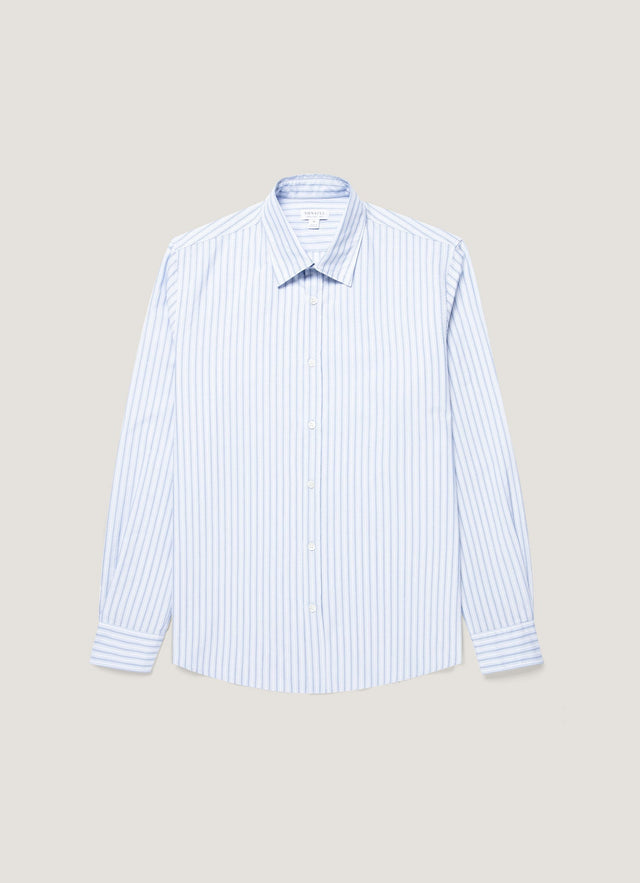 Men's Poplin Shirt in Sky Blue/White/Navy