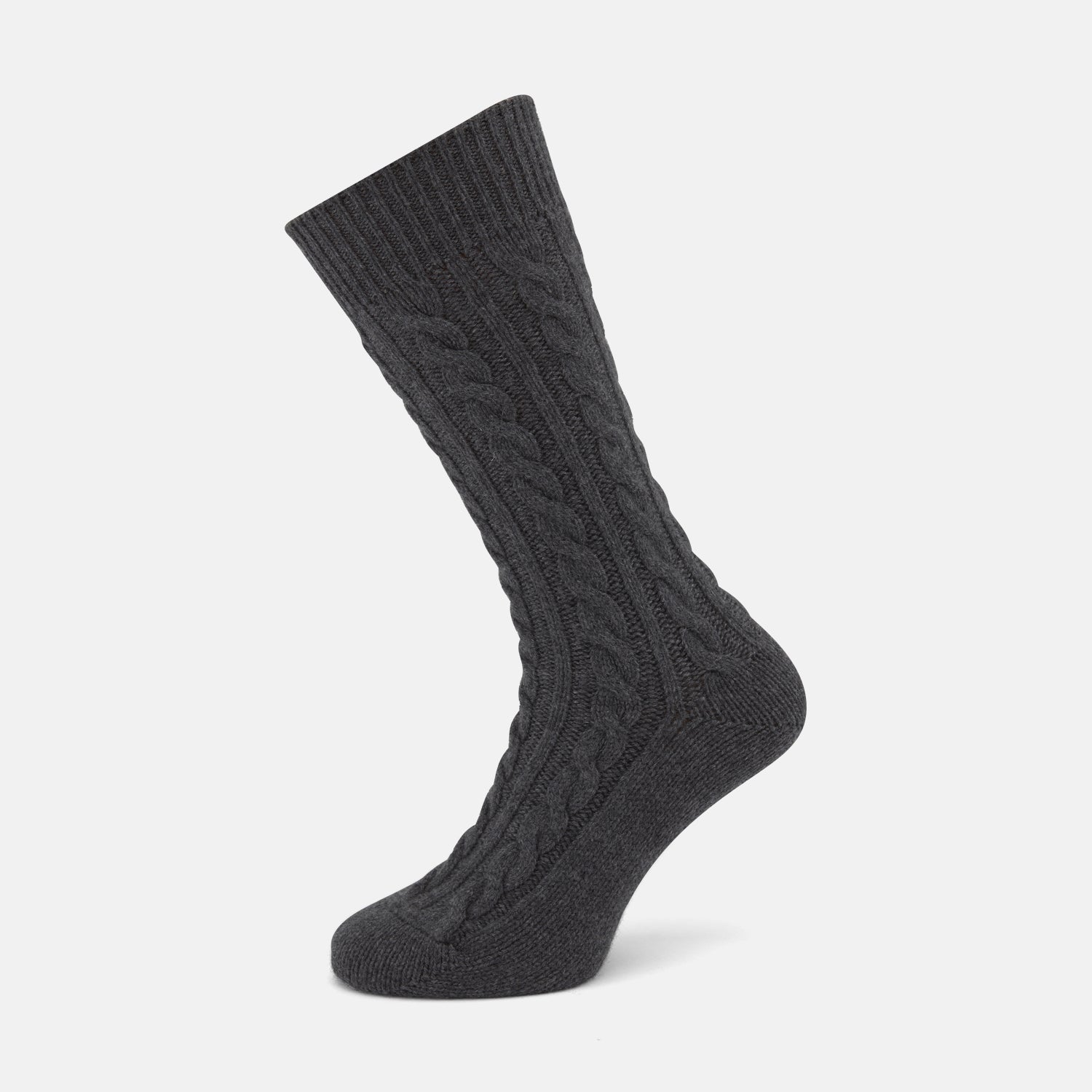 Dark Grey Cashmere Cable Knit Socks
