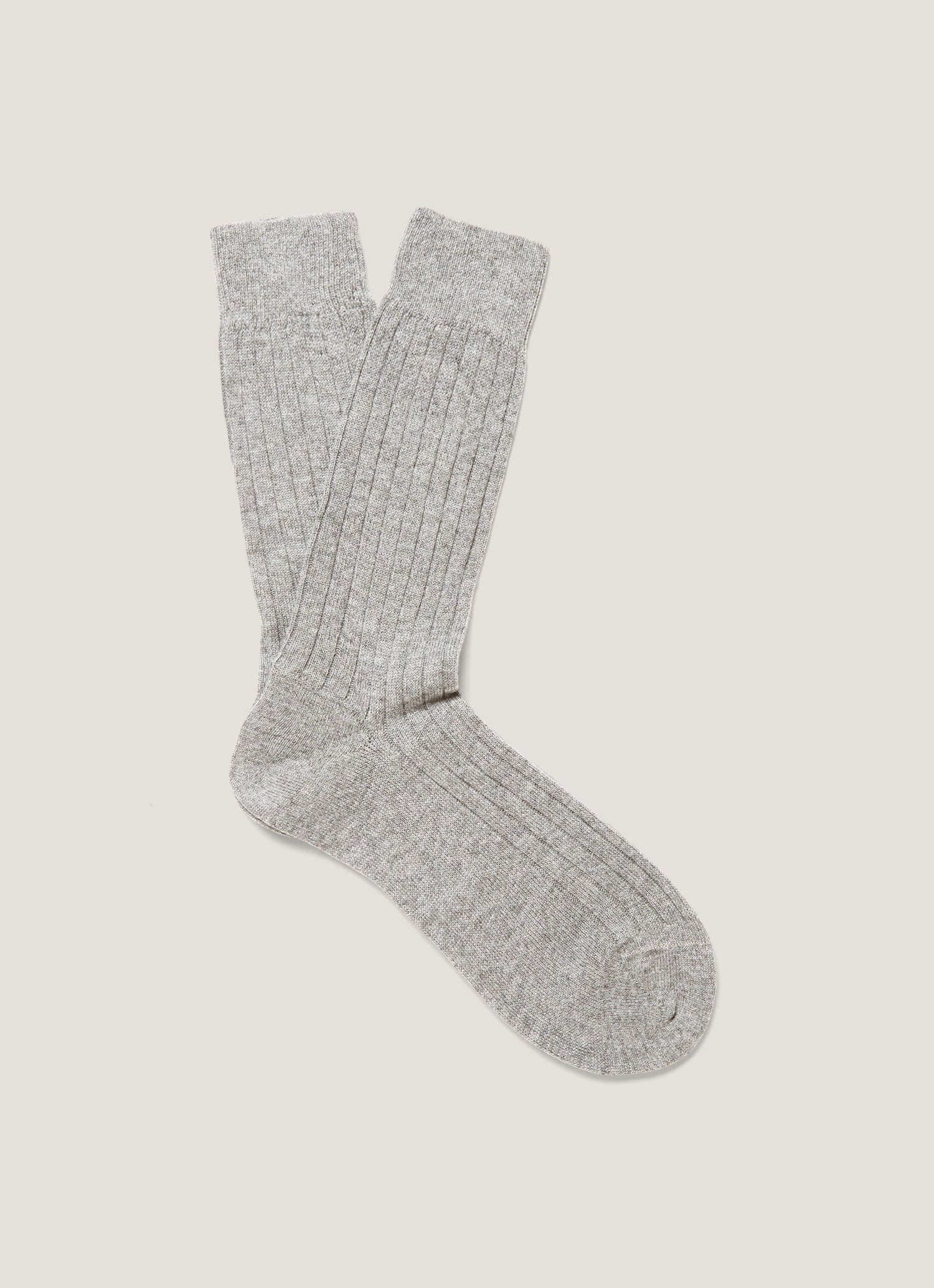 Men S Cashmere Ribbed Socks In Mid Melange