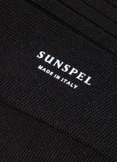 Men's Merino Wool Ribbed Socks in Black