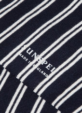 Men's Cotton Socks in Navy/Ecru