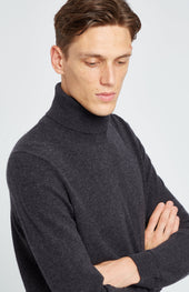 Cashmere Roll Neck Jumper In Grey