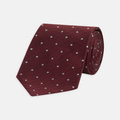 And White Small Spot Herringbone Silk Tie