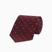 And White Small Spot Herringbone Silk Tie