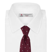 And White Small Spot Herringbone Silk Tie