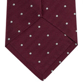 And White Small Spot Herringbone Silk Tie