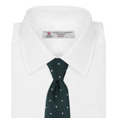 Green And White Small Spot Herringbone Silk Tie