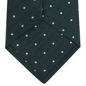 Green And White Small Spot Herringbone Silk Tie