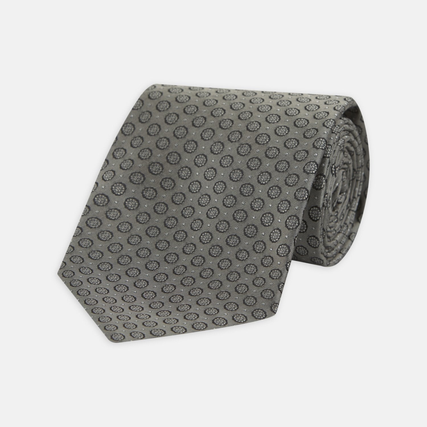 Grey Floral Spot Silk Tie