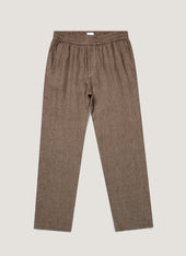 Men's Linen Drawstring Trouser in Dark Walnut