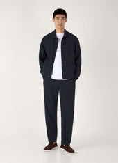 Men's Seersucker Wool Trouser in Navy