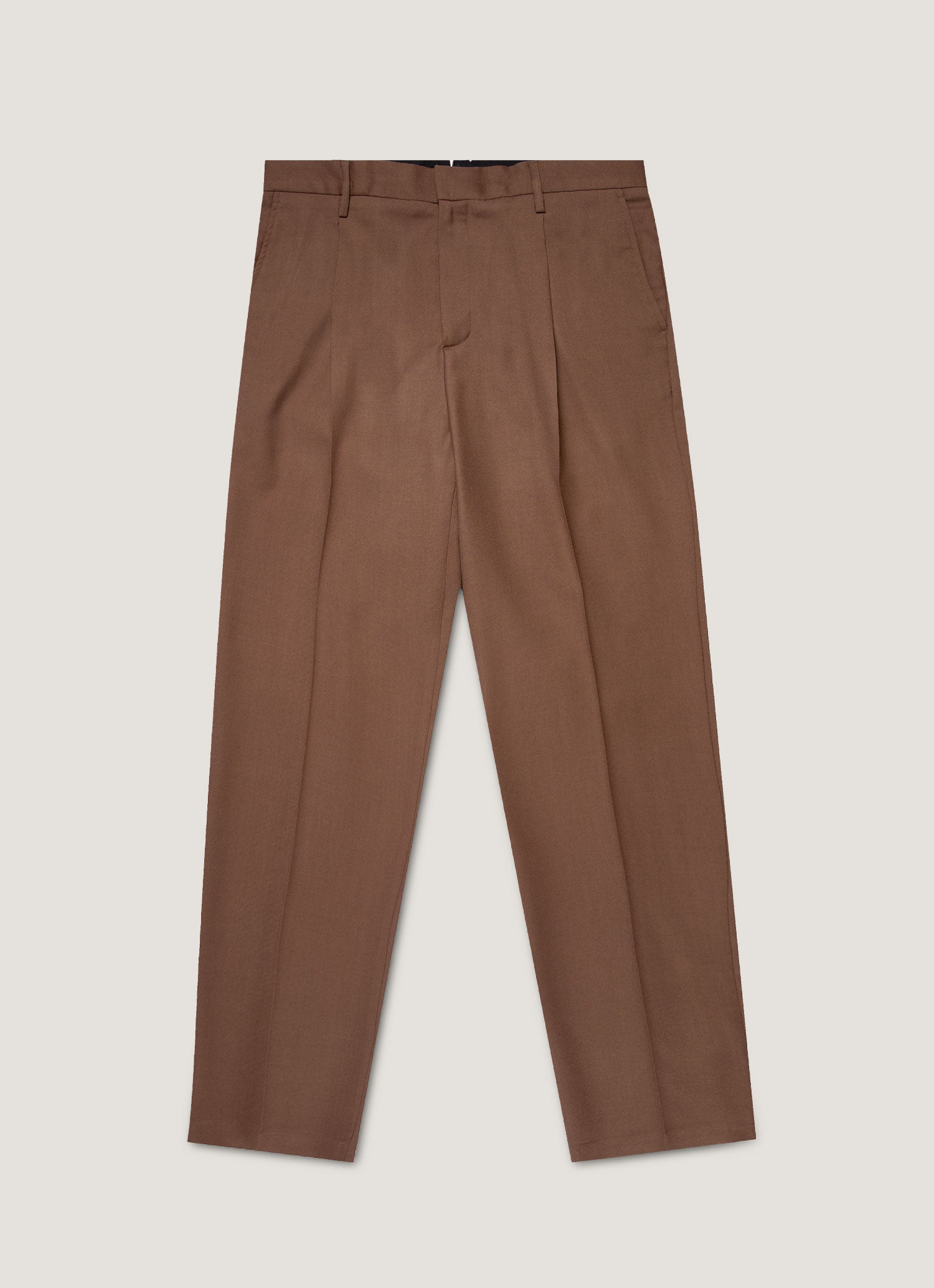 Men S Pleated Wool Twill Trouser In Light Brown