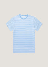 Men's Classic T-shirt in White/Azure Blue English Stripe