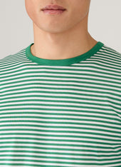 Men's Classic T-shirt in White/Bright Green English Stripe