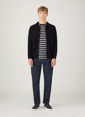 Men's Long Sleeve Classic T-shirt in Navy/Ecru Breton Stripe