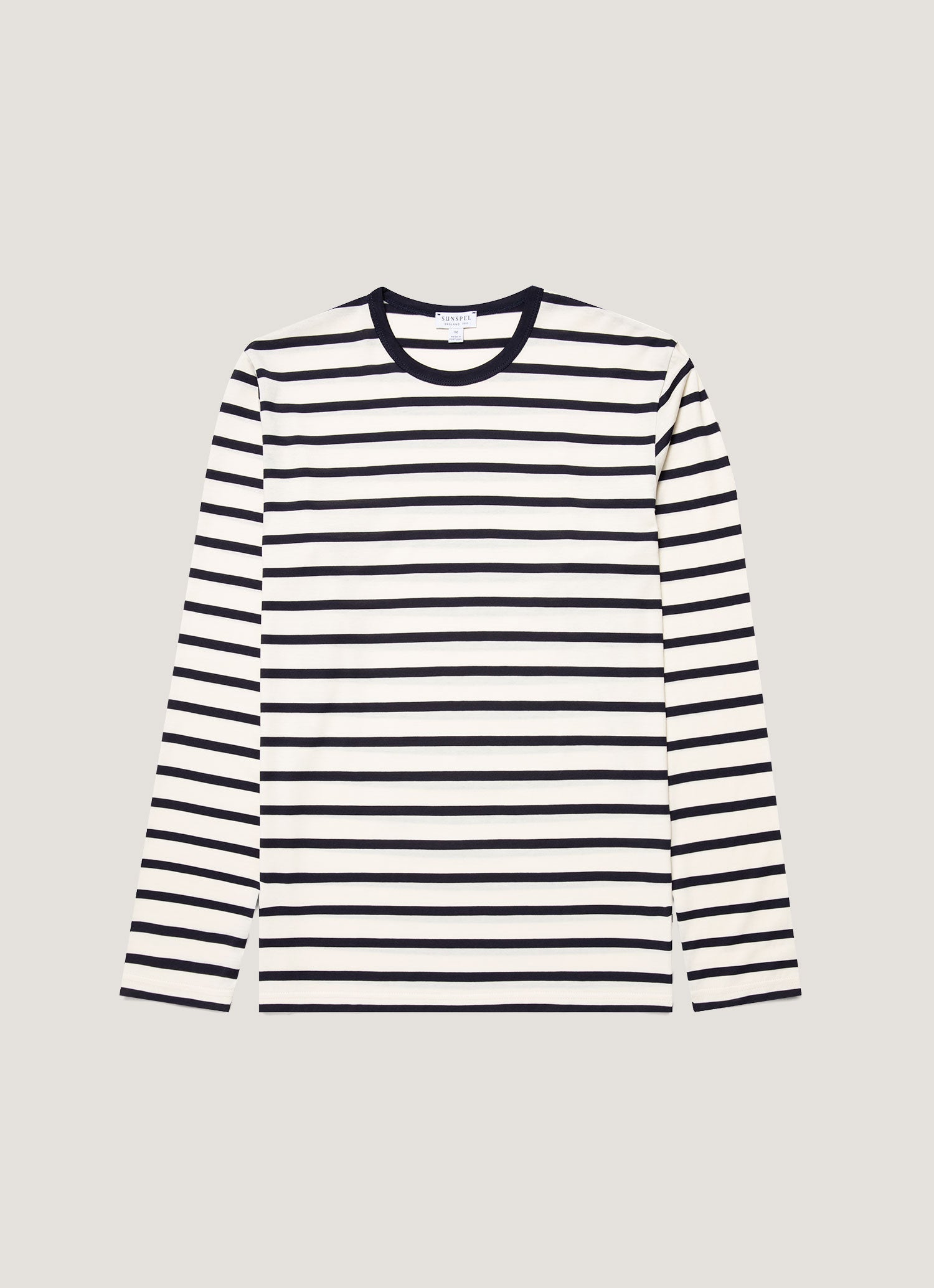 Men S Long Sleeve Classic T Shirt In Navy Breton Stripe